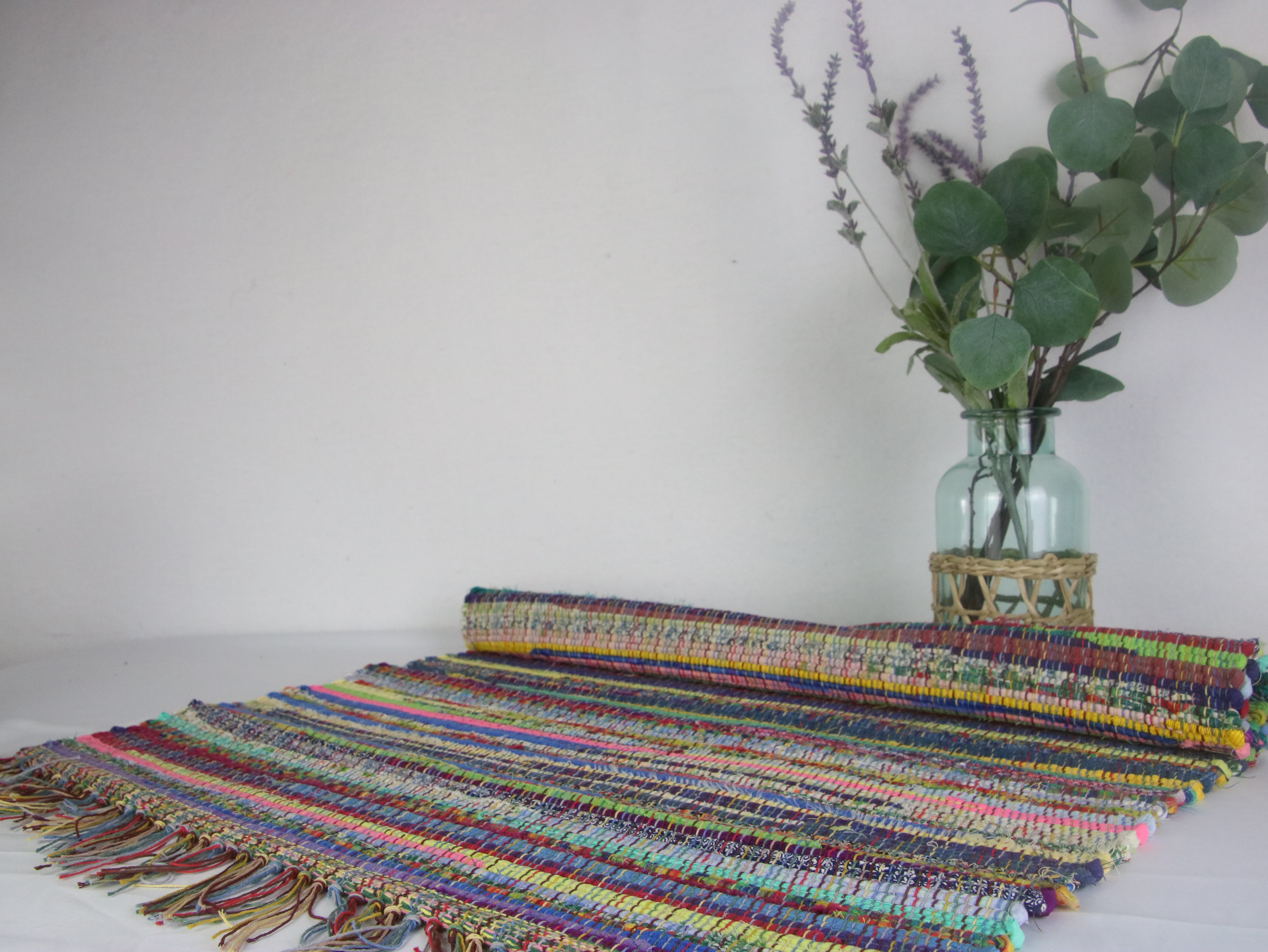 Home & Living Home Decor Rugs & Door Mats Bright Multi Handwoven Rag Rug 25" x 33"